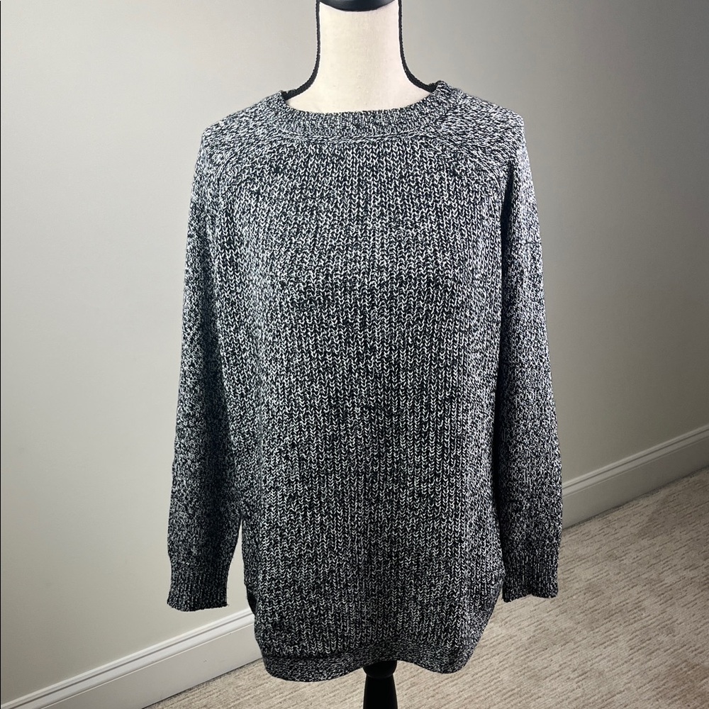 RD Style Rowca Sweater Tunic Gray Marled Knit Elbow Patch Women’s Size XL
